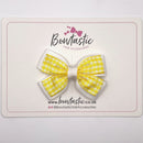 3 Inch Double Butterfly Bow - Yellow & White Gingham