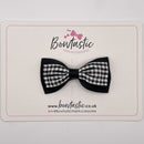 3 Inch Double Layer Tuxedo Bow - Black & Black Gingham