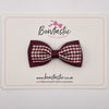 3 Inch Double Layer Tuxedo Bow - Burgundy & Burgundy Gingham