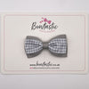 3 Inch Double Layer Tuxedo Bow - Grey & Grey Gingham