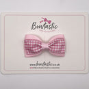 3 Inch Double Layer Tuxedo Bow - Pink & Pink Gingham