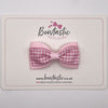 3 Inch Double Layer Tuxedo Bow - Pink & Pink Gingham