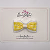 3 Inch Double Layer Tuxedo Bow - Yellow & White Gingham
