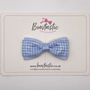 3 Inch Thin Tuxedo Bow - Light Blue Gingham