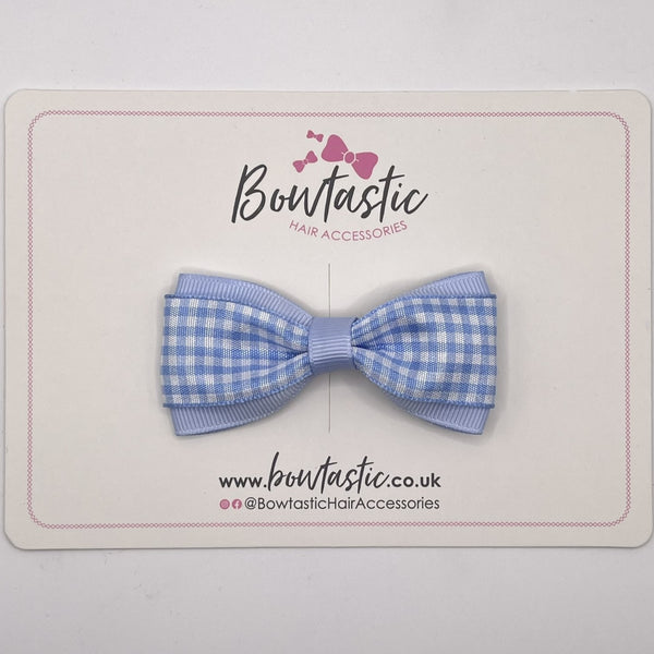 3 Inch Thin Tuxedo Bow - Blue Gingham