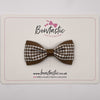 3 Inch Thin Tuxedo Bow - Turftan & Brown Gingham