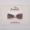 3 Inch Thin Tuxedo Bow - Burgundy & White Gingham