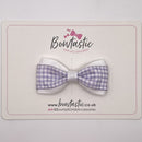 3 Inch Thin Tuxedo Bow - Lilac & White Gingham