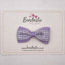 3 Inch Thin Tuxedo Bow - Lilac Gingham