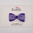 3 Inch Thin Tuxedo Bow - Purple Gingham
