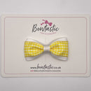 3 Inch Thin Tuxedo Bow - Yellow & White Gingham
