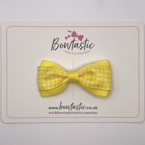 3 Inch Thin Tuxedo Bow - Yellow Gingham