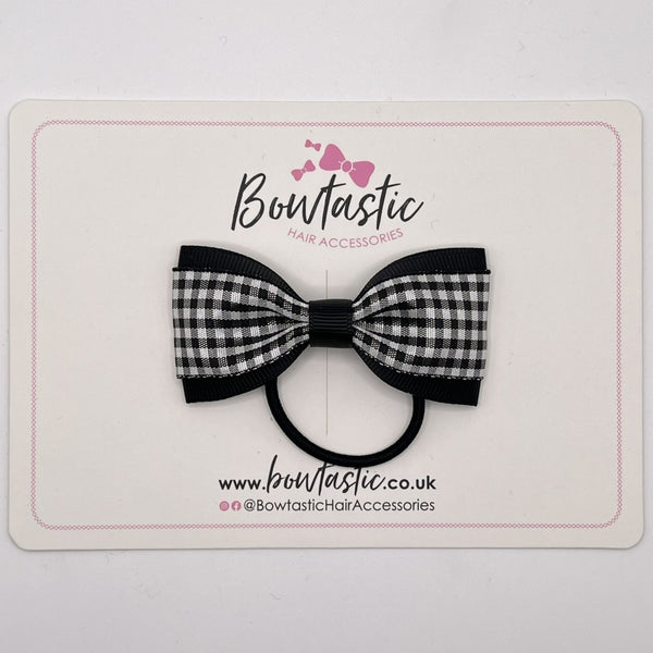 3 Inch Tuxedo Bow Thin Elastic - Black Gingham