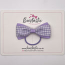 3 Inch Tuxedo Bow Thin Elastic - Lilac Gingham