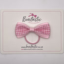 3 Inch Tuxedo Bow Thin Elastic - Pink Gingham