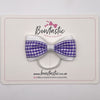 3 Inch Tuxedo Bow Thin Elastic - Purple & White Gingham