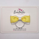 3 Inch Tuxedo Bow Thin Elastic - Yellow & White Gingham