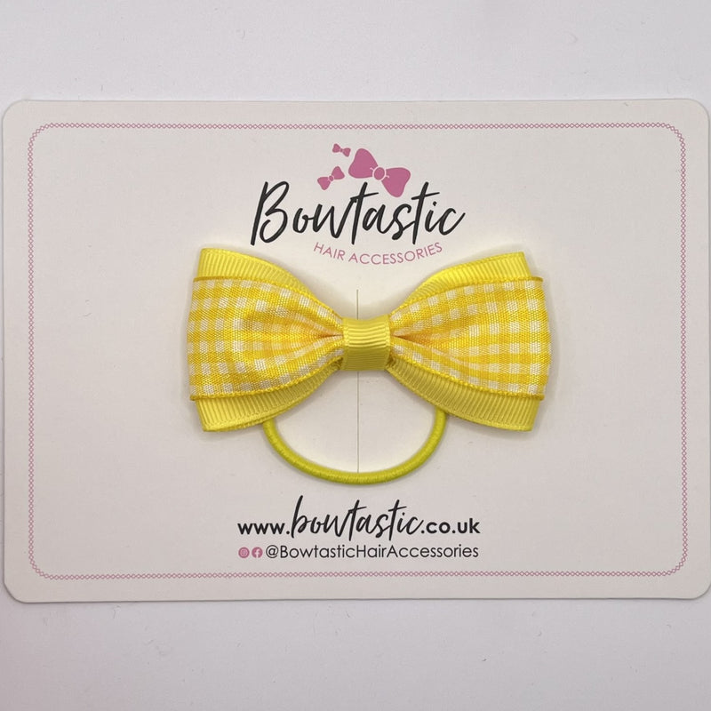 3 Inch Tuxedo Bow Thin Elastic - Yellow Gingham