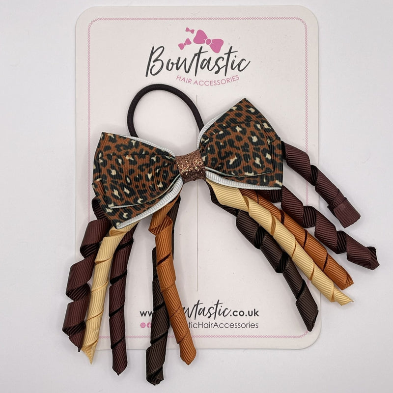 3 Inch Bow Corker Thin Elastic - Brown & Black Leopard