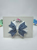 3.5 inch Flat Double Bow Thin Elastic - Navy & White Gingham