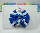 3 inch Loop Bow - Royal Blue & White