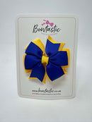 3 Inch Pinwheel Bow - Cobalt & Yellow Gold