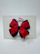 3.5 Inch 2 Layer Bow - Red & Navy