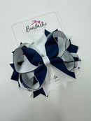 4.5 Inch Ring Bow Bobble - Navy & White
