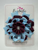 4 Inch Flower Bow - Burgundy & Blue Topaz