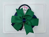 3.5 Inch Flat Double Bow Bobble - Forest Green & Navy