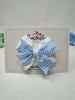 3.5 inch Flat Double Bow Thin Elastic - Blue & White Gingham