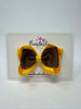 3.5 Inch 2 Layer Tuxedo Bow Thin Elastic - Turftan & Yellow Gold