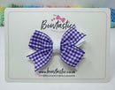 3 Inch Flat 2 Layer Bow - Purple & White Gingham