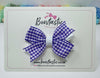 3 Inch Flat 2 Layer Bow - Purple & White Gingham