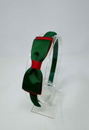 3 Inch Flat Bow Alice Band - Forest Green & Red