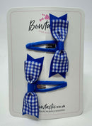 2.5 Inch Layer Tuxedo Snap Clip - Royal Blue Gingham - 2 Pack