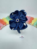4 inch Flower Alice Band - Navy