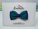3 Inch Flat Double Bow - Jade Green & Purple