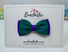 3 Inch Flat Double Bow - Jade Green & Purple