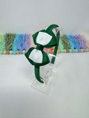 2.5 inch Bow Alice Band - Forest Green & White