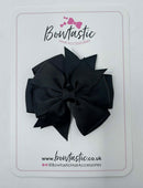 3 Inch Pinwheel Bow Thin Elastic - Black