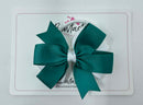 3.5 Inch Flat Double Bow Bobble - Jade Green & White