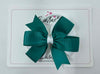 3.5 Inch Flat Double Bow Bobble - Jade Green & White
