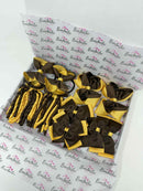 School Bundle - 5 Matching Pairs - Clips & Bobbles - Brown & Yellow Gold