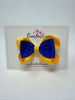 3.5 Inch 2 Layer Tuxedo Bow Thin Elastic - Cobalt & Yellow Gold