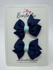 2 Inch Flat Bow - Navy & Light Blue - 2 Pack