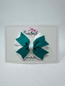 3.5 Inch 2 Layer Bow Thin Elastic - Jade Green & White