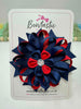 4 Inch Flower Bow - Red & Navy