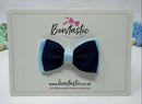 3 Inch Flat Double Bow - Navy & Light Blue