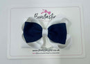 3.5 Inch 2 Layer Tuxedo Bow - Navy & White